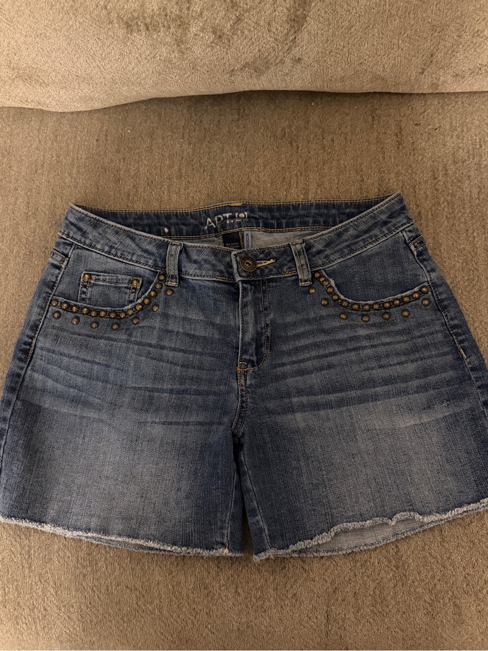 Apt. 9 Women's Stud-Embellished Denim Shorts in Dark Blue Wash